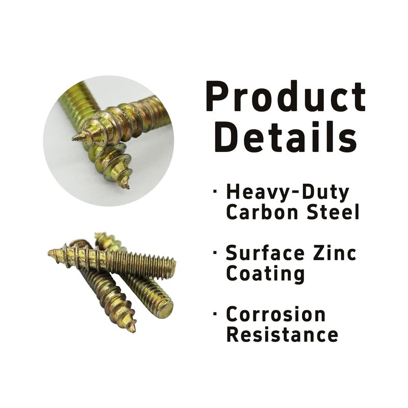 bociloy 20Pcs M4x25mm Hanger Bolts, Double Ended Thread Dowel Screws, Self-Tapping Screws for Secure Wood Joints - Image 4